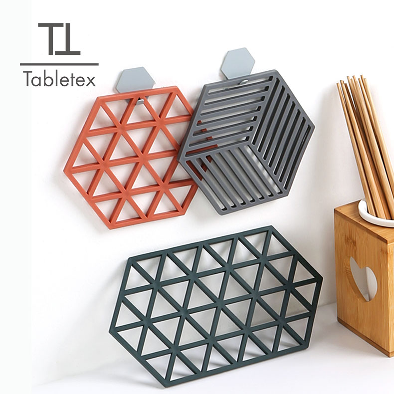 Tabletex 2020 New design new material environmental TPR rubber hot pot mat and coasters hexagon cup mat decoration mat