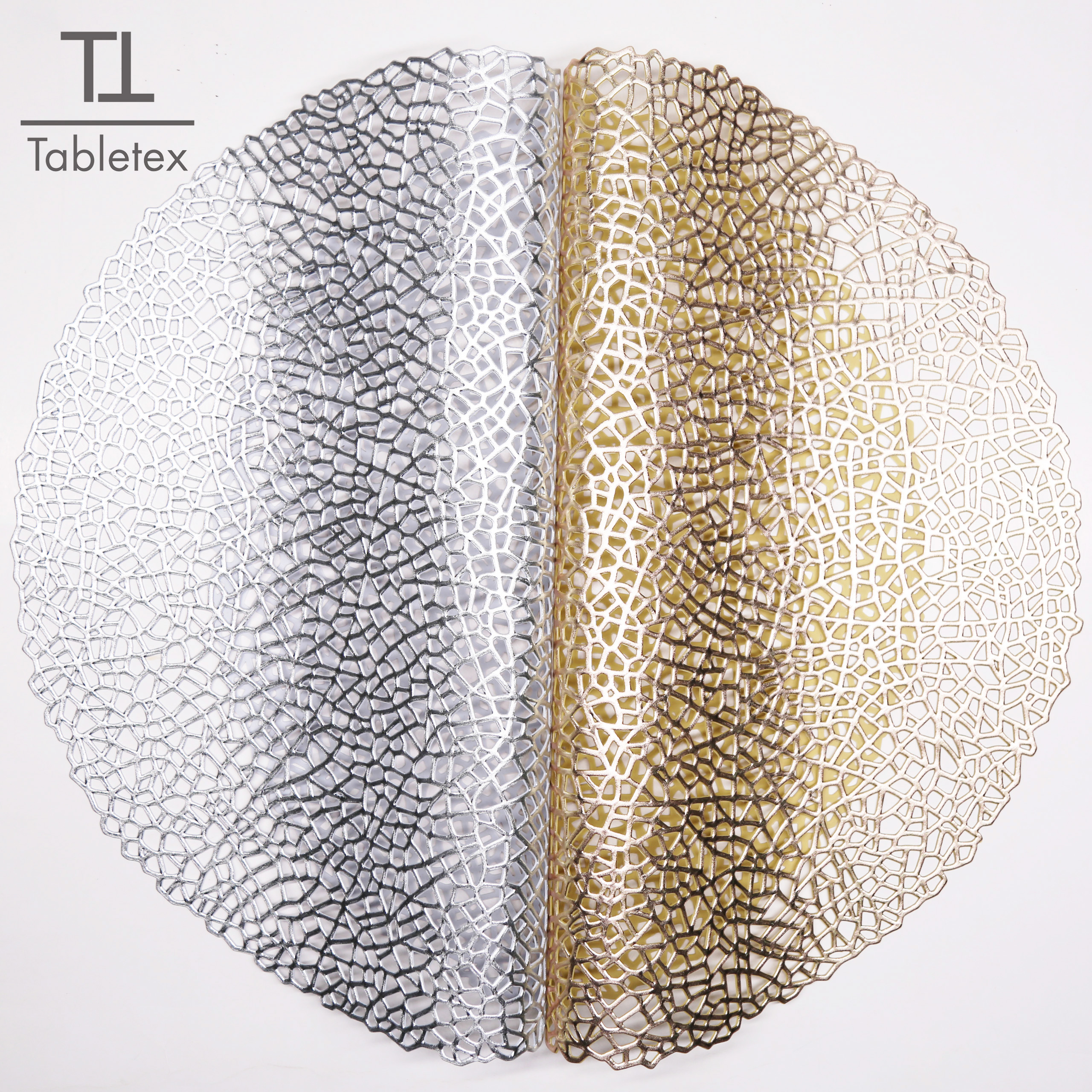 PVC Pressed Vinyl Round New Textured Placemat for Tableware Decorative placemats Table mats