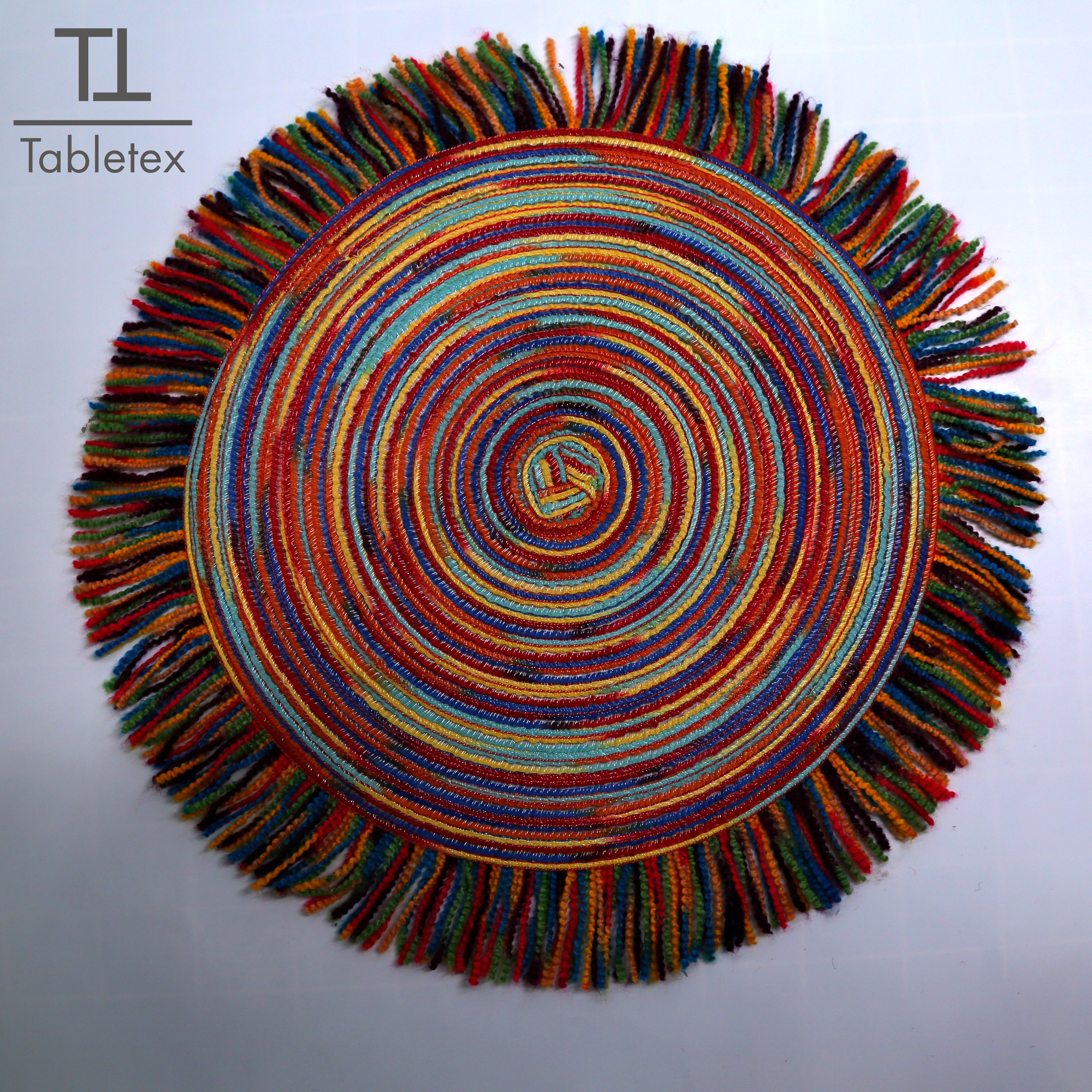 Tabletex polypropylene Braided  woven round Table placemat with pompom