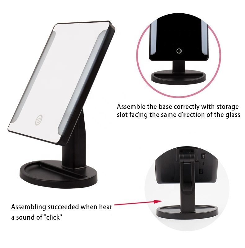 Factory Wholesale Adjustable LED Makeup Mirror Battery and USB Two Powered LED Table Mirror