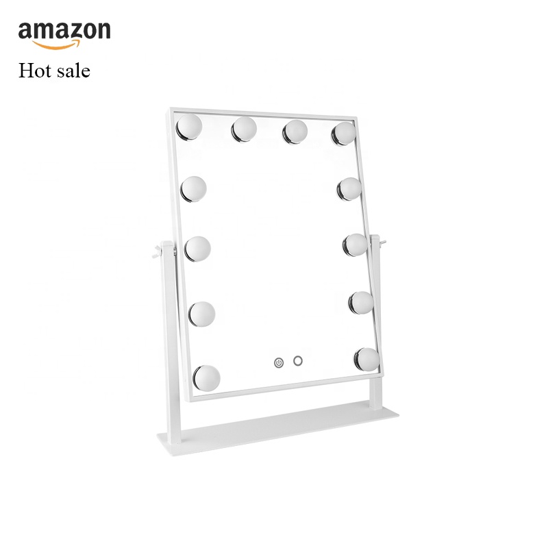 Amazon Hot Sale Hollywood Color Bulbs LED Colorful Frame Cosmetic Mirror for Desktop LED Sensor Vanity Mirror