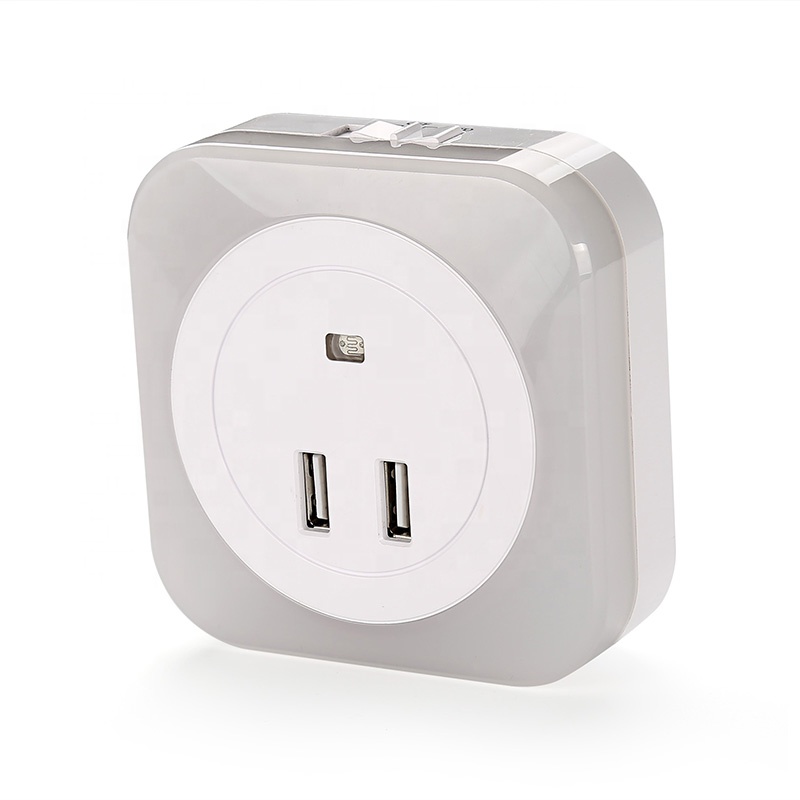 Hot Sale LED light 2 USB Charger Outlet Port Smartphone Wall Socket Night Light