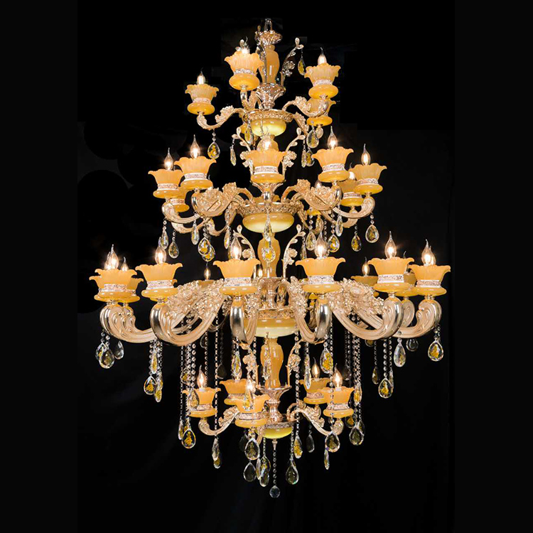 High Ceiling Hotel Branched Shape Nickel Brass Pendant Lamp