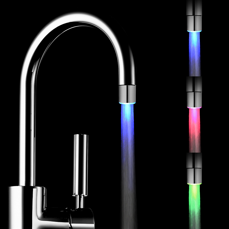 Basin Water Temperature Sensor 3 colors emitting automatic led light faucet spout