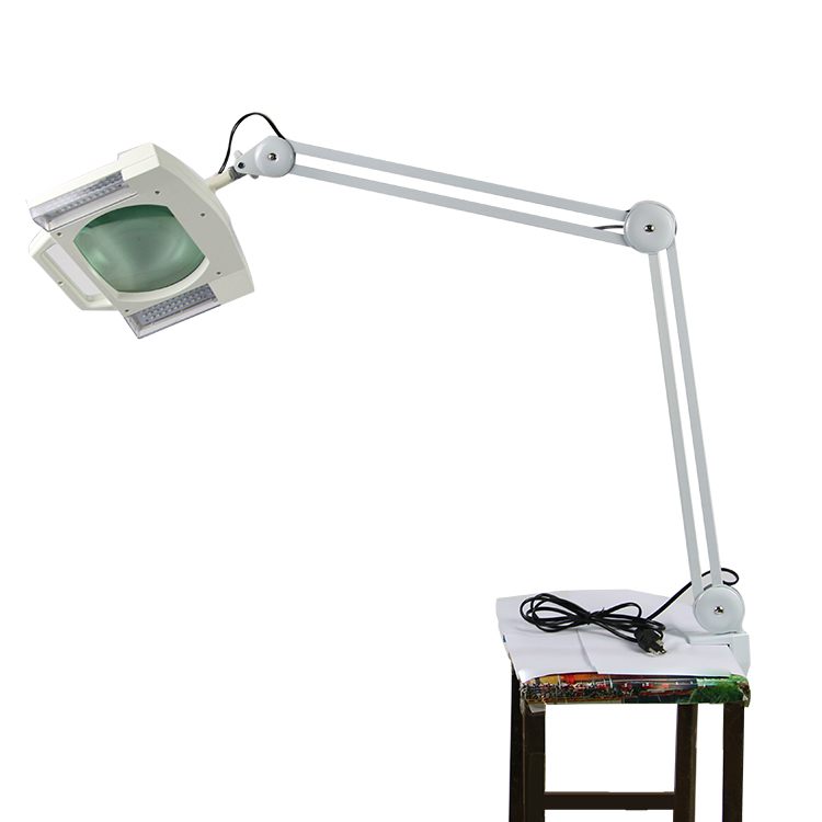 Table 4x 6x 10x 15x 20x 30x diopter led cold light magnifier lamp square beauty, magnifier lamp with metal clamp