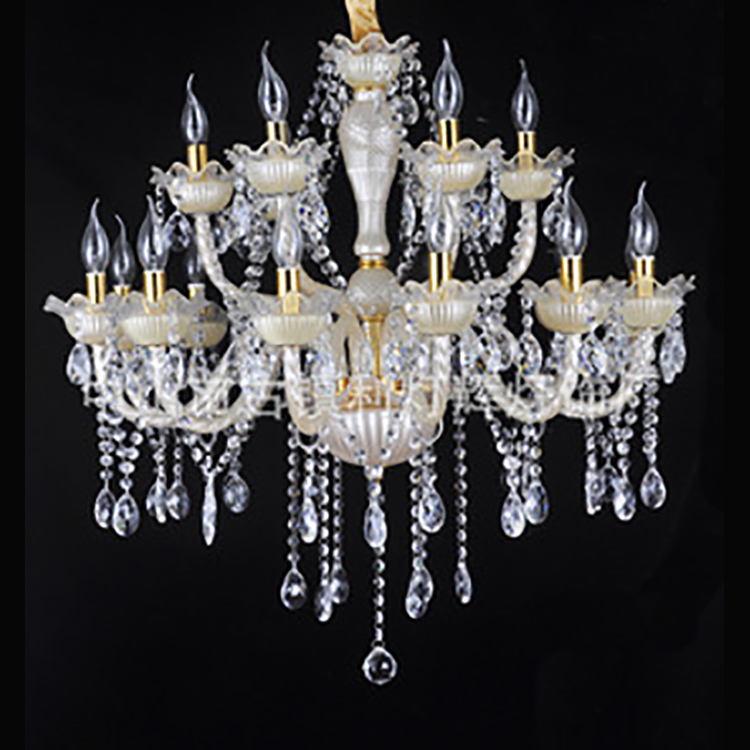 Big Foyer Cups Bowls Glass Nickel Crystal Chandelier Modern