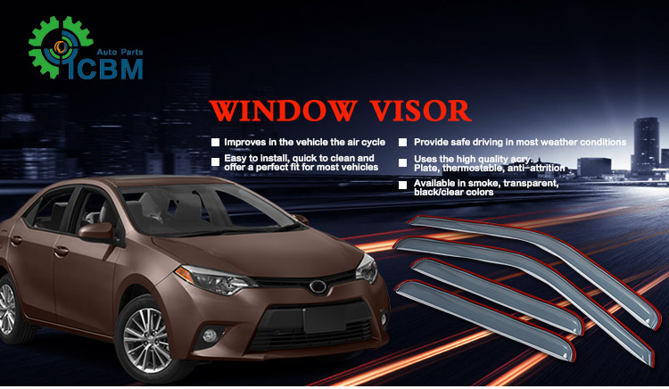 Car accessories sun wind door visor 2 colors door visor for  rain wind door visor to solve the problems of fog and heat