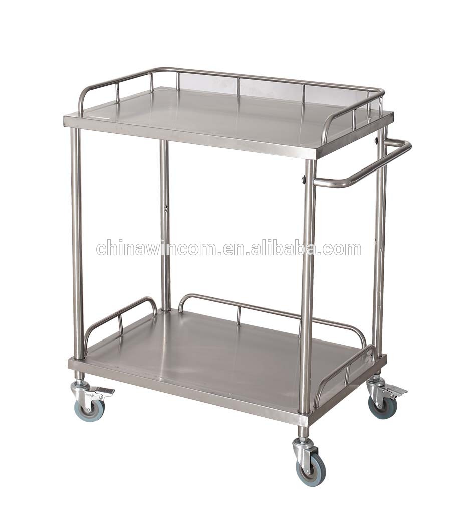 Durable hospital operating stainless steel surgical instrument trolley