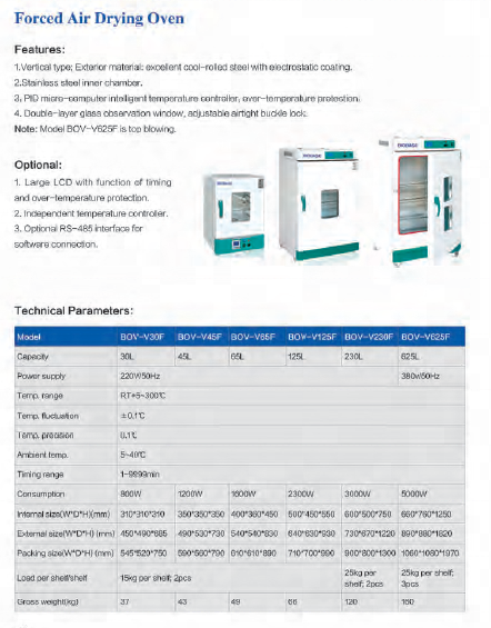 Laboratory Vertical Forced Air Drying Oven BOV-V30F