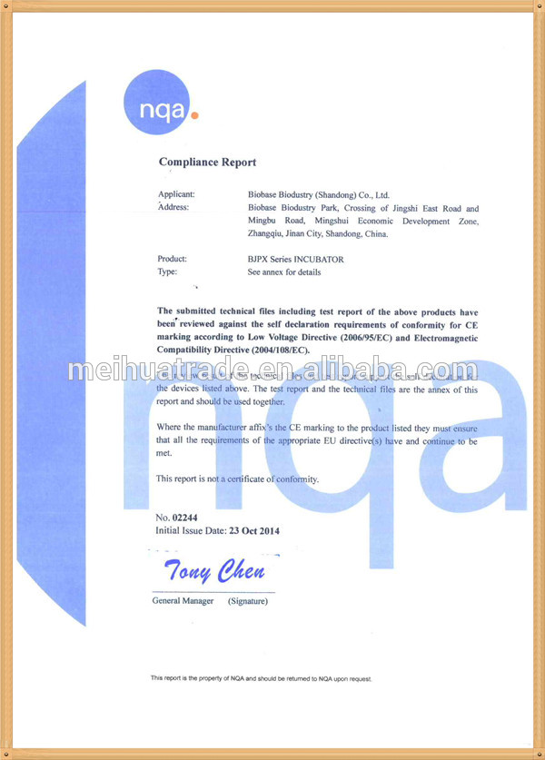 Laboratory Biochemistry incubator with CE