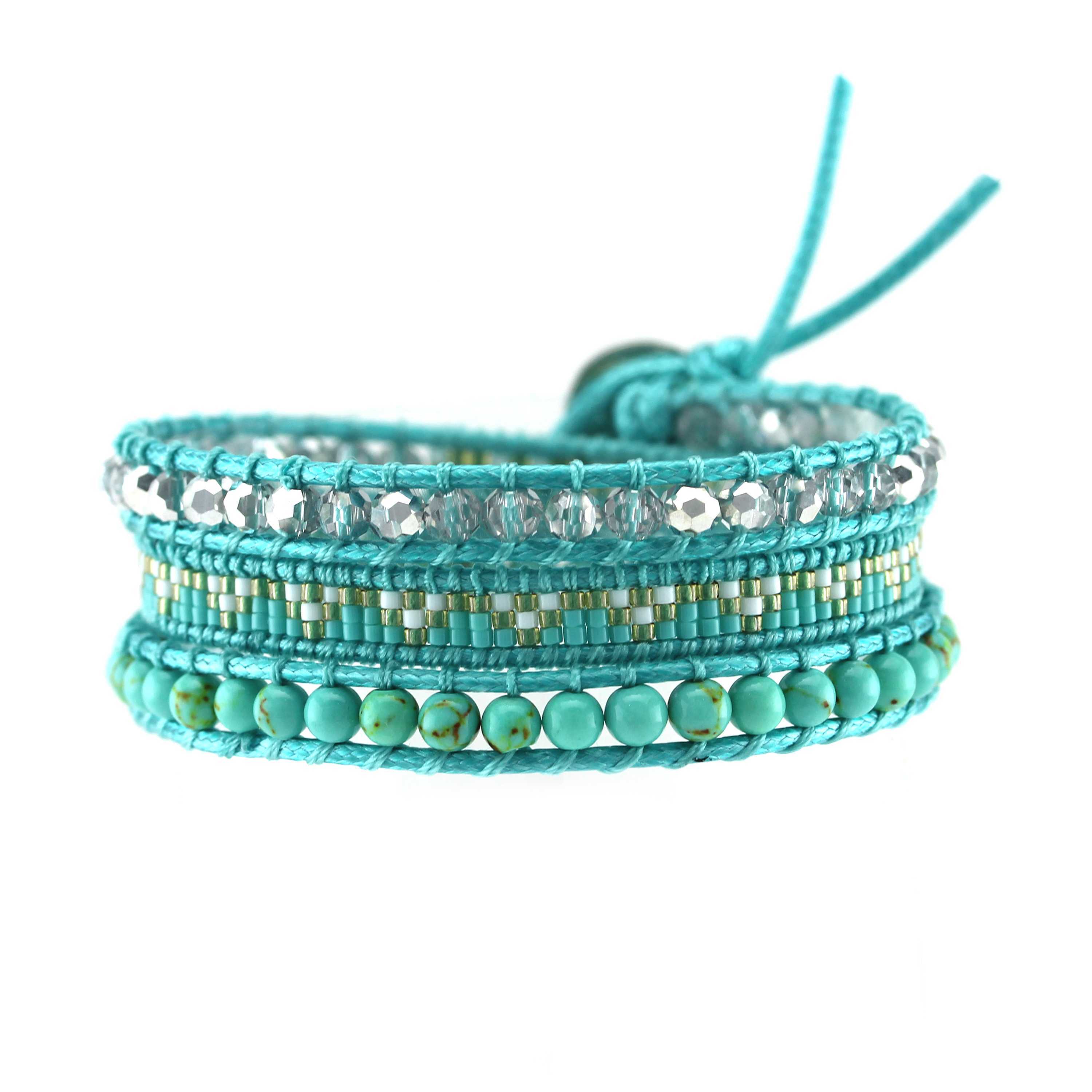 TTT Jewelry Blue Miyuki and Stone Beads Handmade Wrap Bracelet 3 Wraps image9