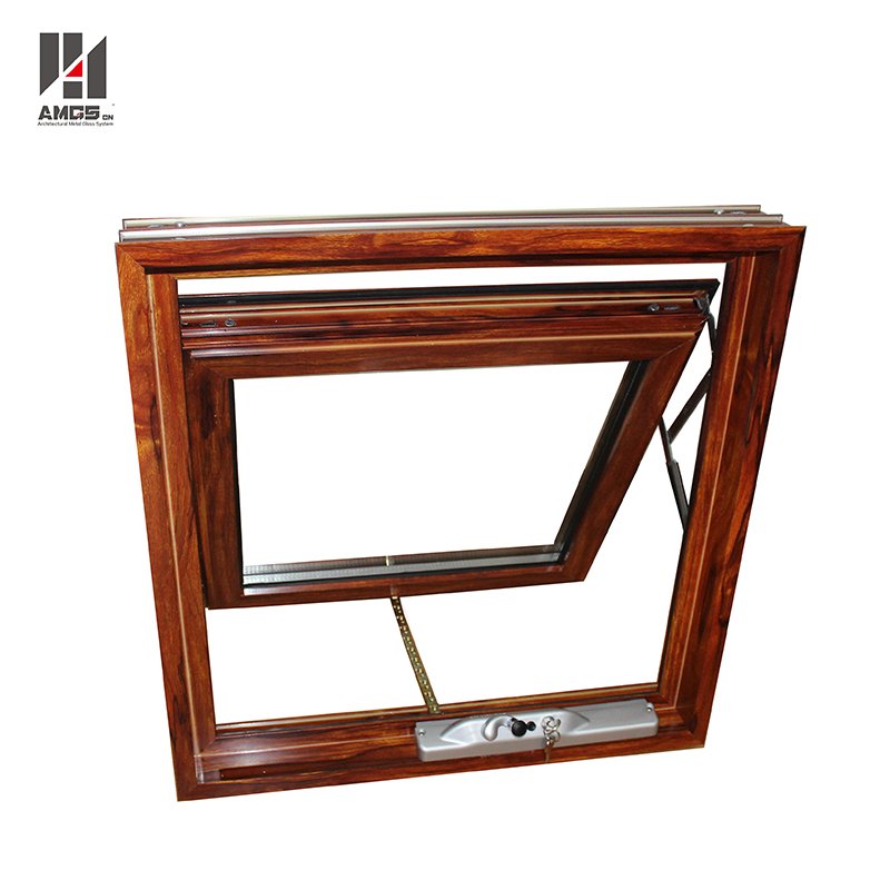 AMGS Australian Standard Woodgrain Color Aluminium Window Awning With Double Glass Aluminum Awning Windows image26