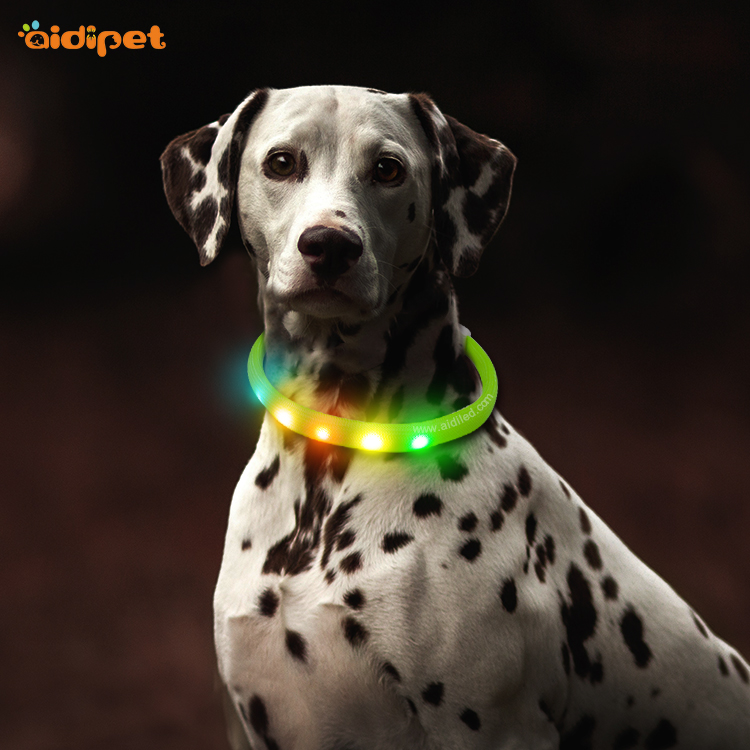 Nylon Fish Filament Rechargeable Led Light Up Dog Collar AIDI-C6S