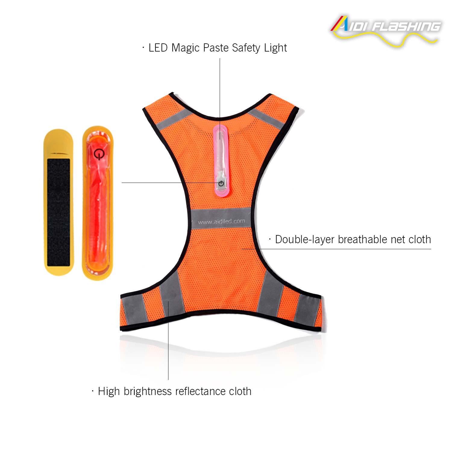 Led outdoor sports safety high visibility  vest AIDI-S11