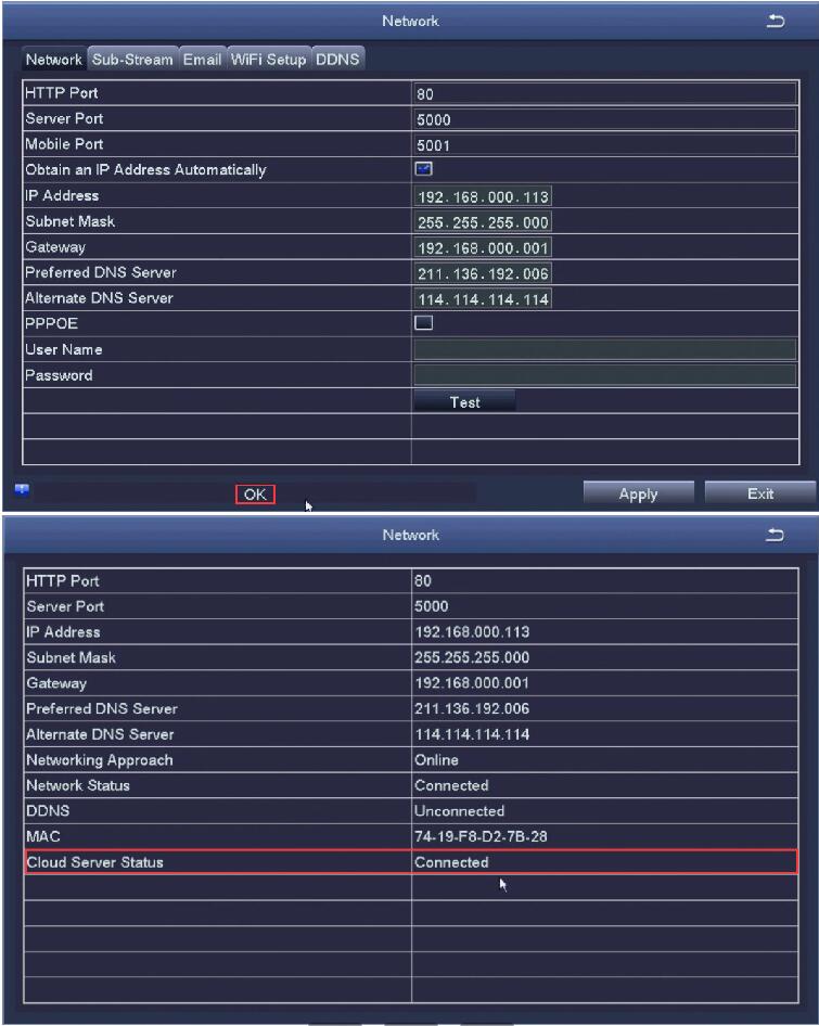 Ansjer-Dvr Network Test Is ‘ok’, Cloud Server Status Connected Right, Yet