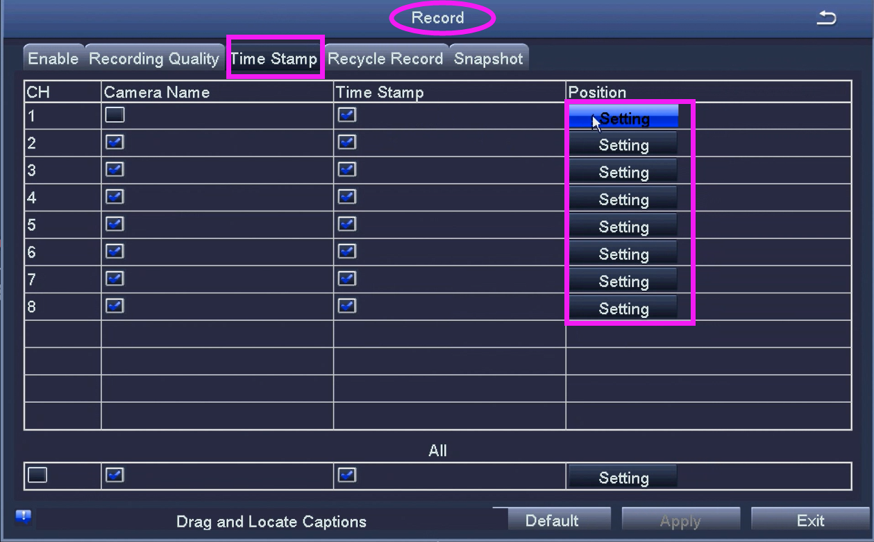 Ansjer-How To Change The Position Display Of The Camera Name And Timedate On-2