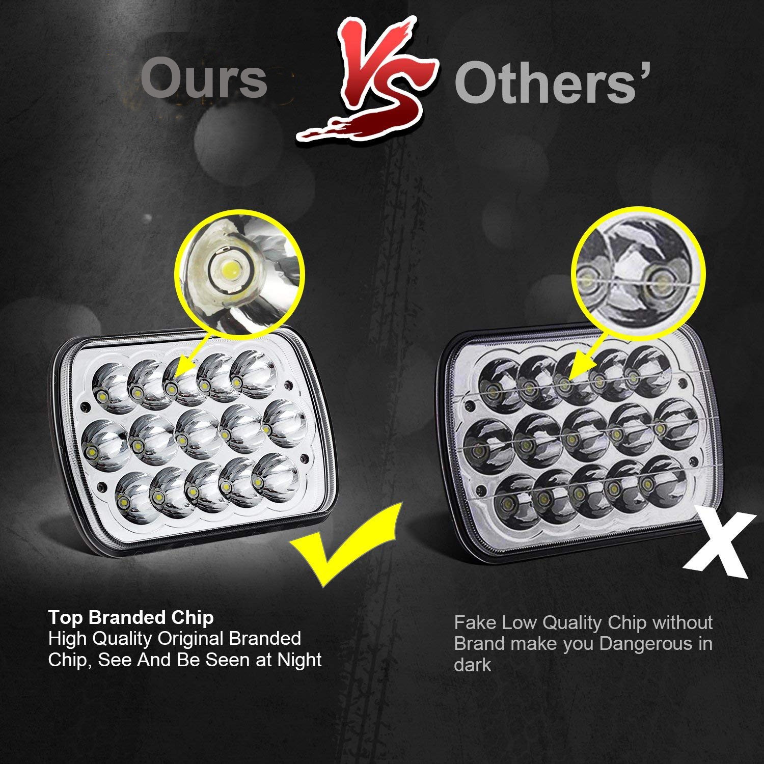 HONGCHANG-Jeep Wrangler 7x6 Led Headlights Square Sealed Beam 45w Supplier-1