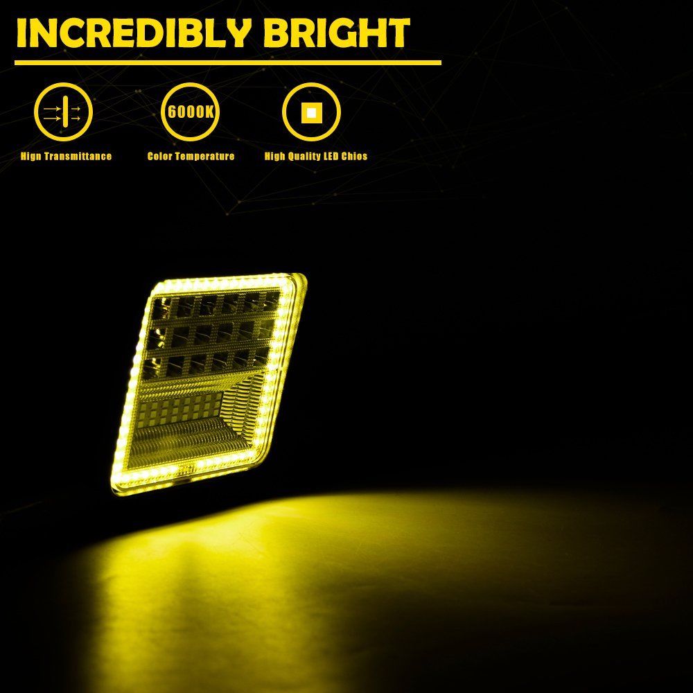 HONGCHANG-Led Work Light Bar Auxiliary Lights With Amber Angel Eyes Driving