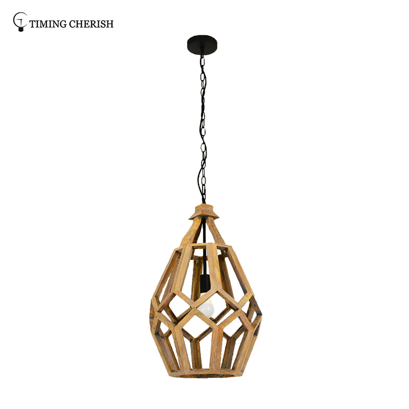 Fenske 1 Light H660MM Polytope Light Grey Wood Hanging Pendant Light