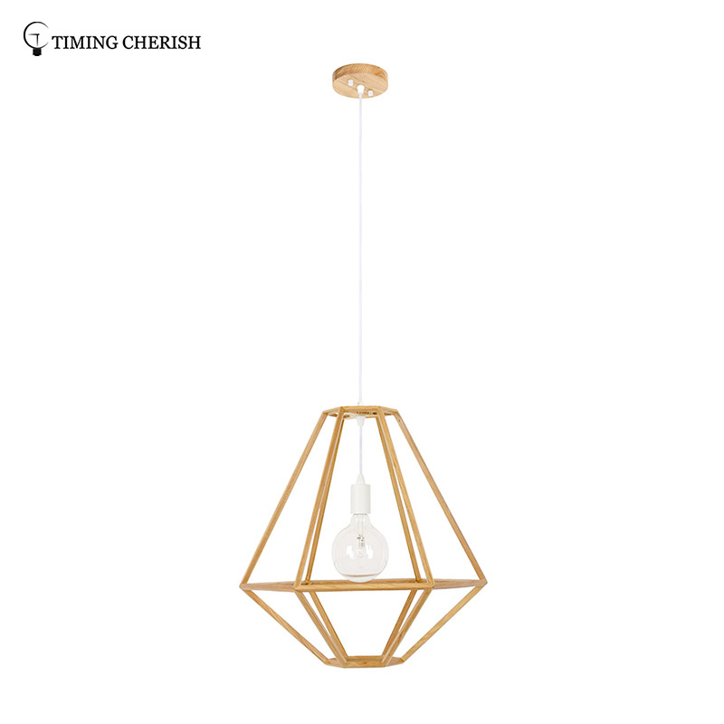 Lucky 1 Light D530MM H560MM Wood Pendant Lamp in Wood Natural / Black