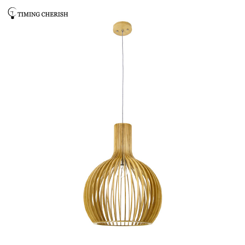 Echo 1 Light D450MM Modern Pendant Lamp in Natural Wood