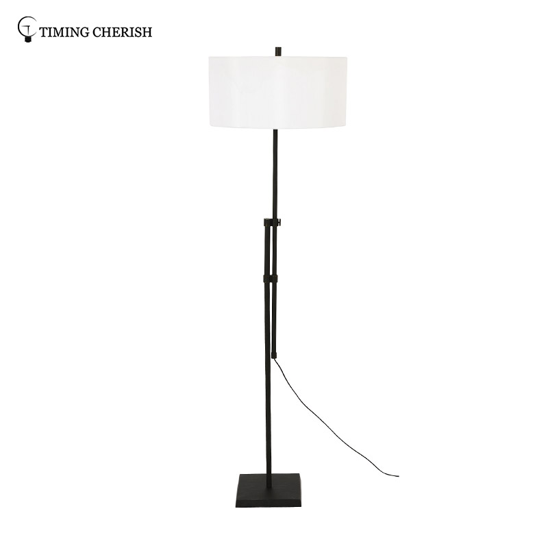 Larrabee 1 Light H1800MM Adjustable Metal Floor Lamp in Antique Black/ Antique Nickel with Off-White