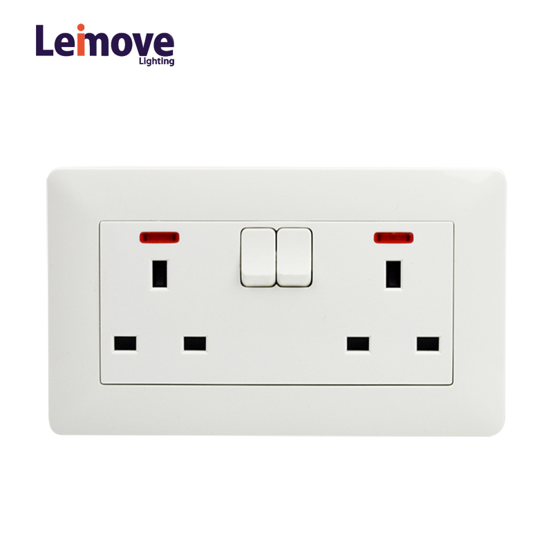 Light Double Gang Electric Waterproof Switcher Wall Socket