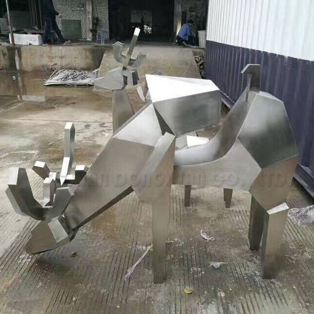 DONGYUAN Modern Stainless Steel Matt Brush Hollow Deer Sculpture Metal Sculpture (of Stainless Steel/Iron/Metal Alloy) image41