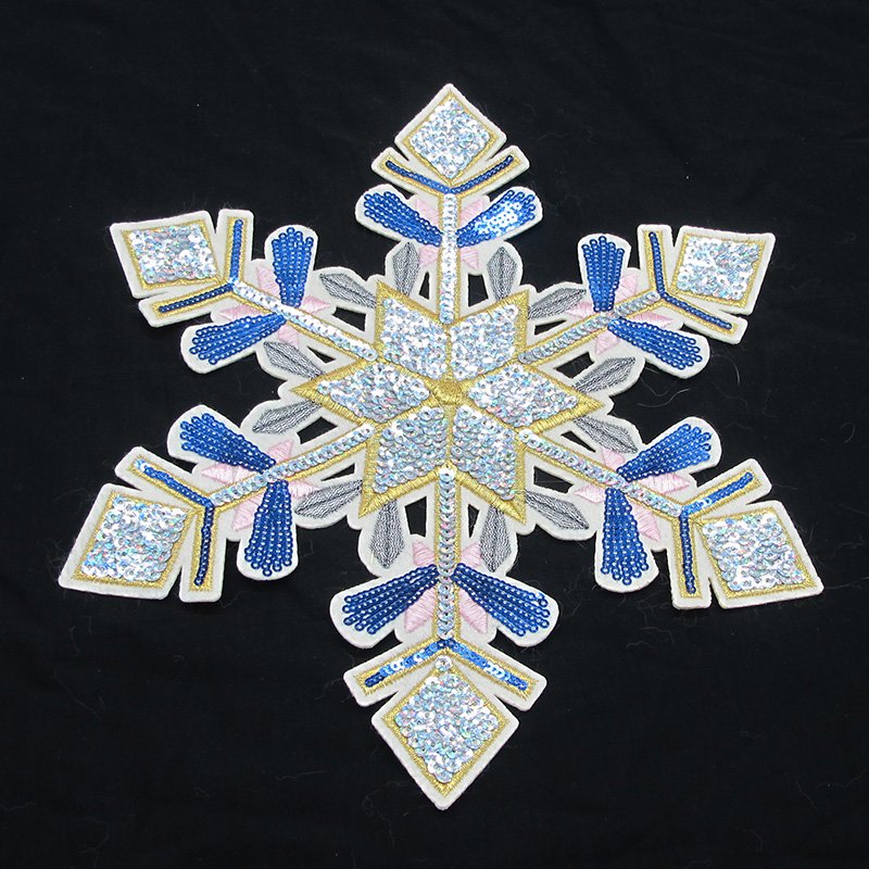 Junhin Customized snowflake beads embroidery applique patch Embroidered Patches image55