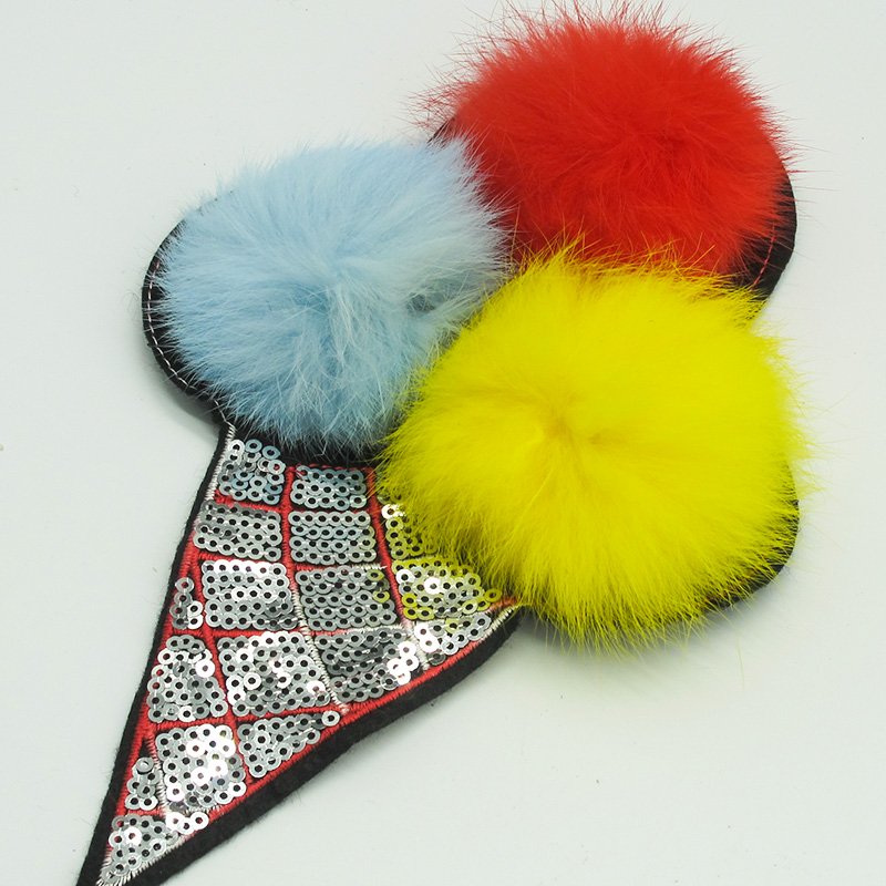 Junhin Custom ice cream design embroidery sequin and Puffer Ball applique patches Embroidered Patches image53