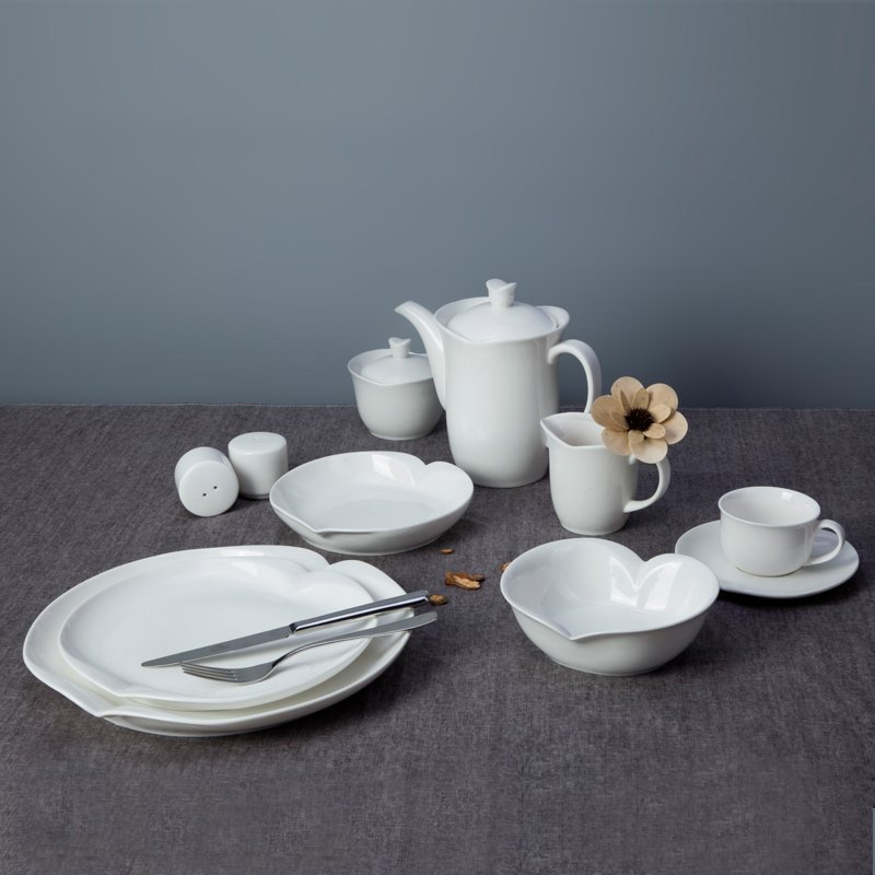 Two Eight New Style Irregular Rim White Ceramic Dinner Set for Hotel - AI XIN SERIES White Porcelain Dinner Set image24