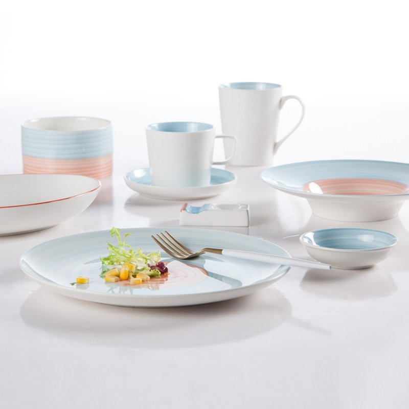 Two Eight French Style Embossed Decal Round Color Porcelain Dinner Set  - CAI HONG SERIES1 Colored Porcelain Dinner Set image20