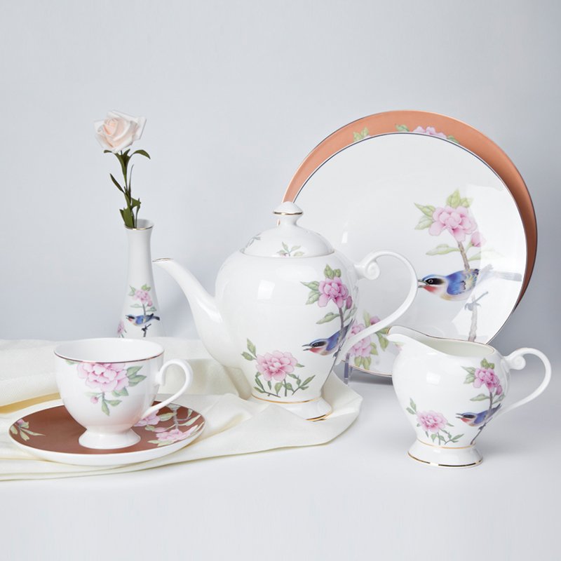 Two Eight Modern Style Flower Round Porcelain Fine Bone china Dinnerware for Teahouse -  NIAO YU HUA XIANG SERIES Fine china Dinnerware image16