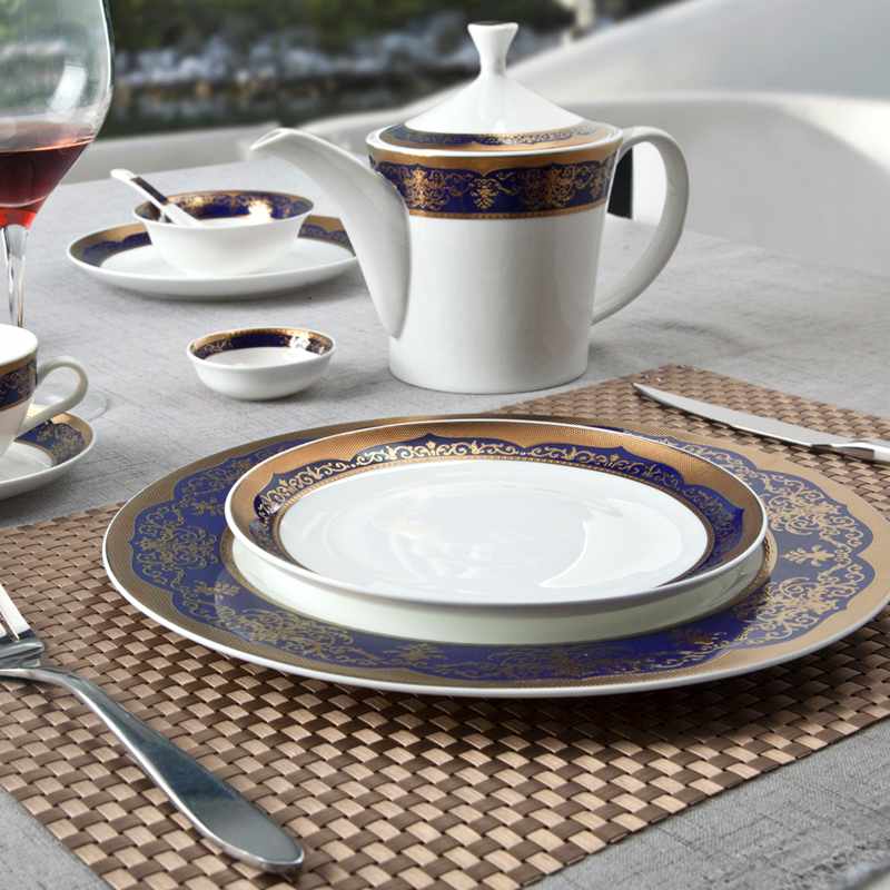 Two Eight Italian Style Dark Blue Fine Bone china Dinnerware With Decal Rim - SJB-H069 SERIES Fine china Dinnerware image7