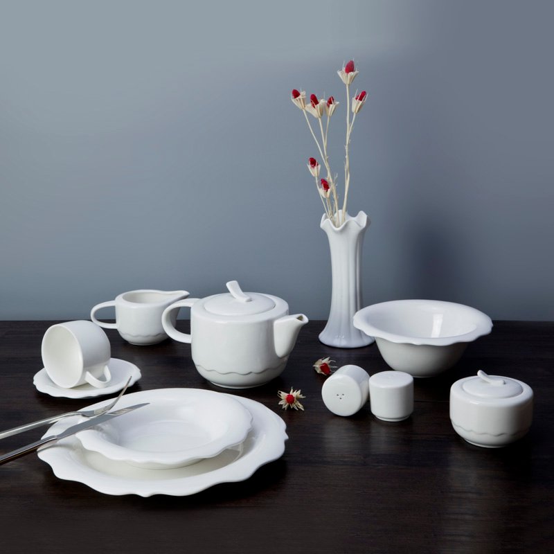 Two Eight Contemporary Style White Ceramic Dinnerware Set With Irregular Plate - BING HUA SERIES White Porcelain Dinner Set image18