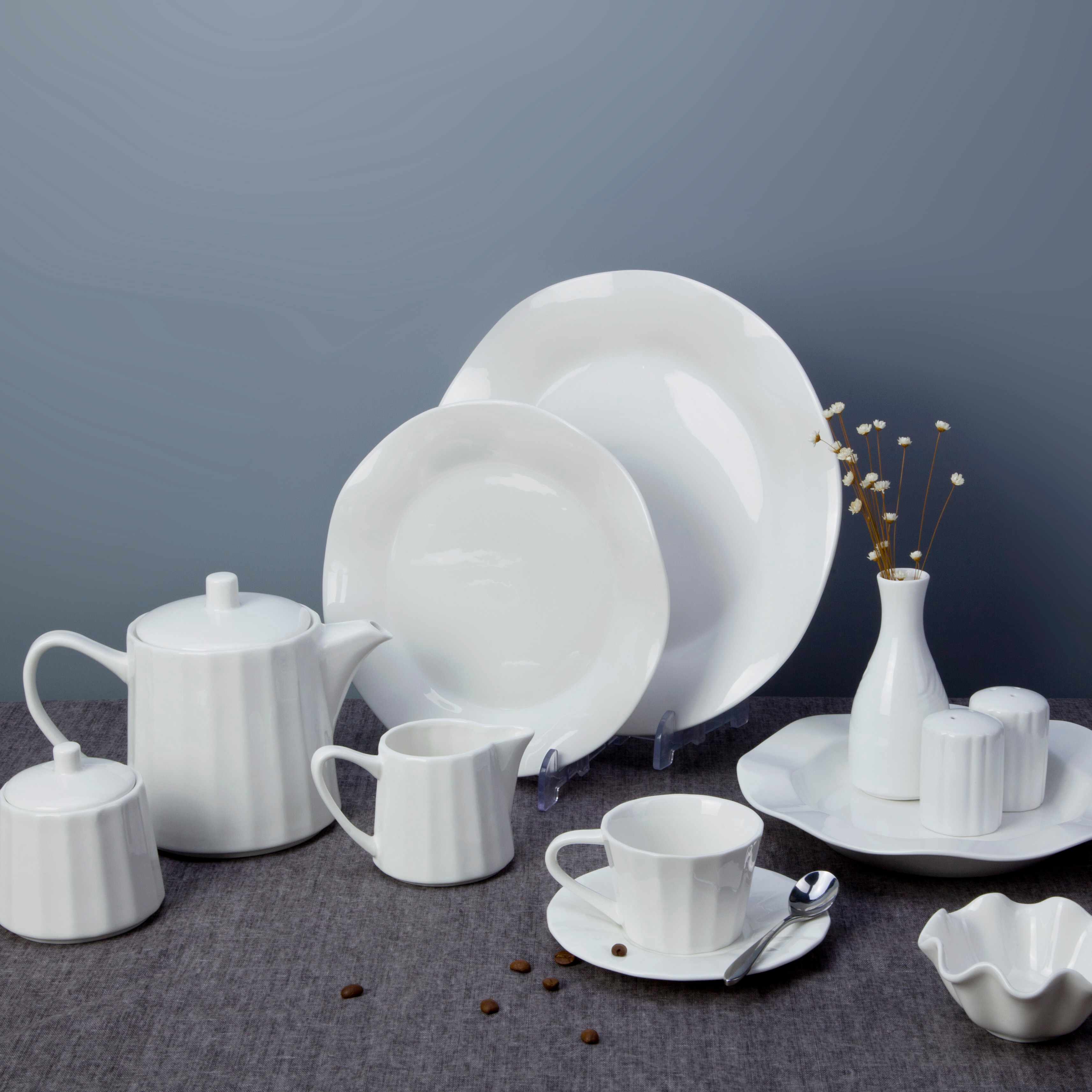 Two Eight White ceramic dinnerware set - FENG YUN SERIES White Porcelain Dinner Set image2