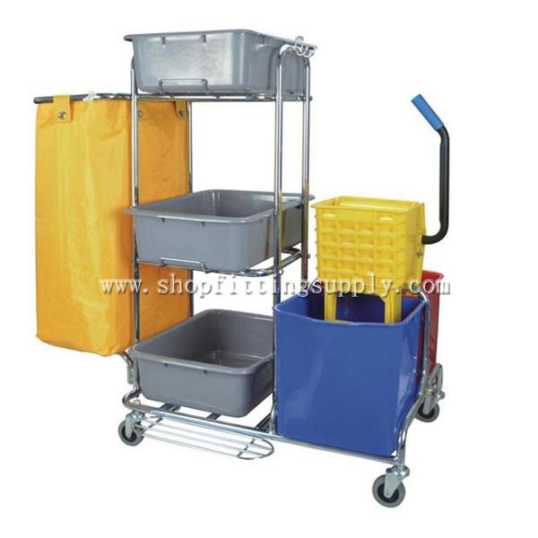 Grace Multupurpose Cleaning Cart With Metal Frame GSB-D011C Chambermaid Trolley image73