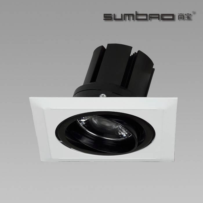 DW019-1 Customized SUMBAO Professional Single Head Square Trim 24W/30W Recessed Spotlights for High