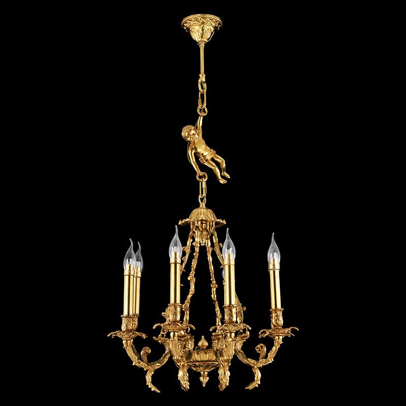 Candle Chandelier American Retro All Copper Chandelier Living Room Restaurant lighting HM610-8