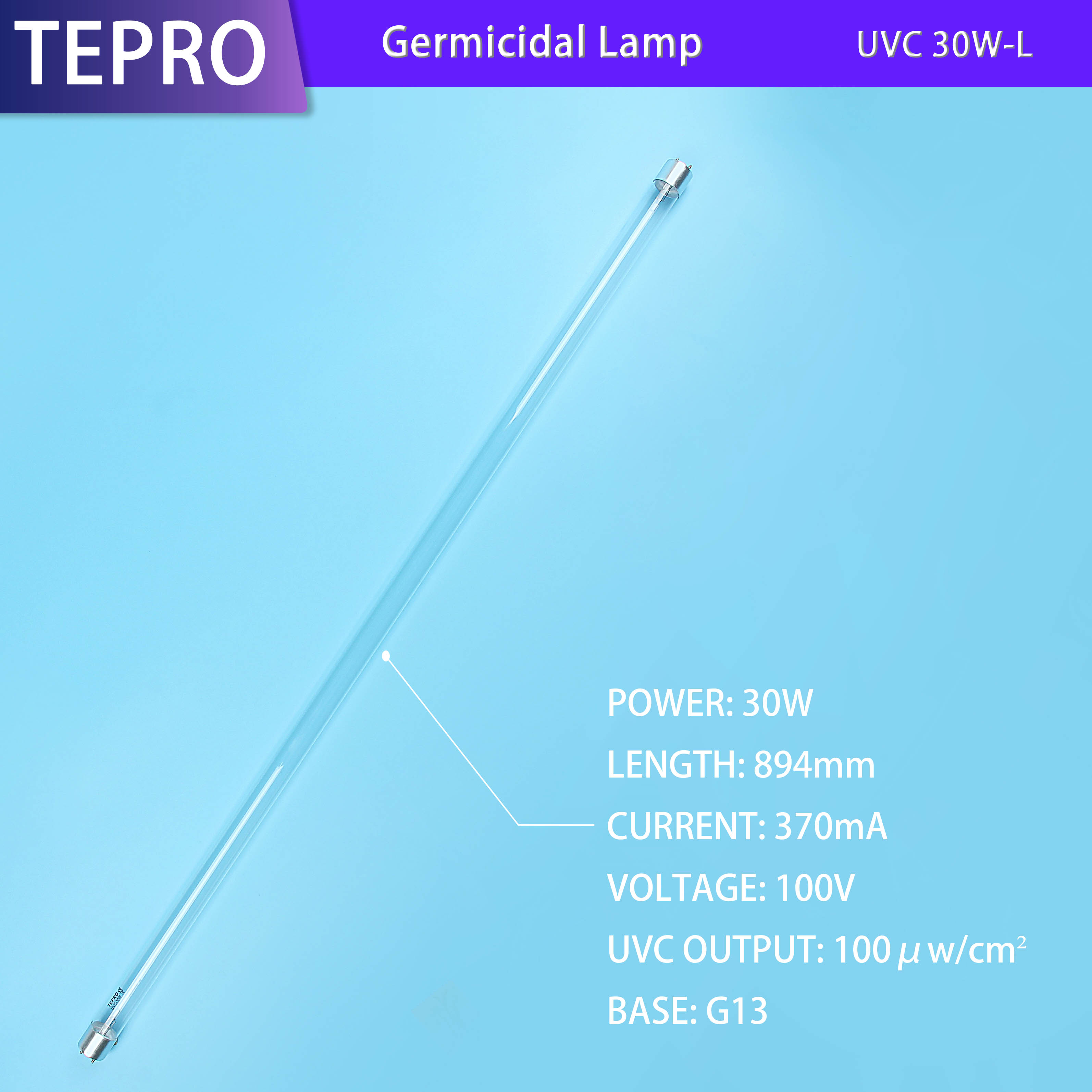 Diameter 25mm Aluminum Cap G13 UVC 30W-L