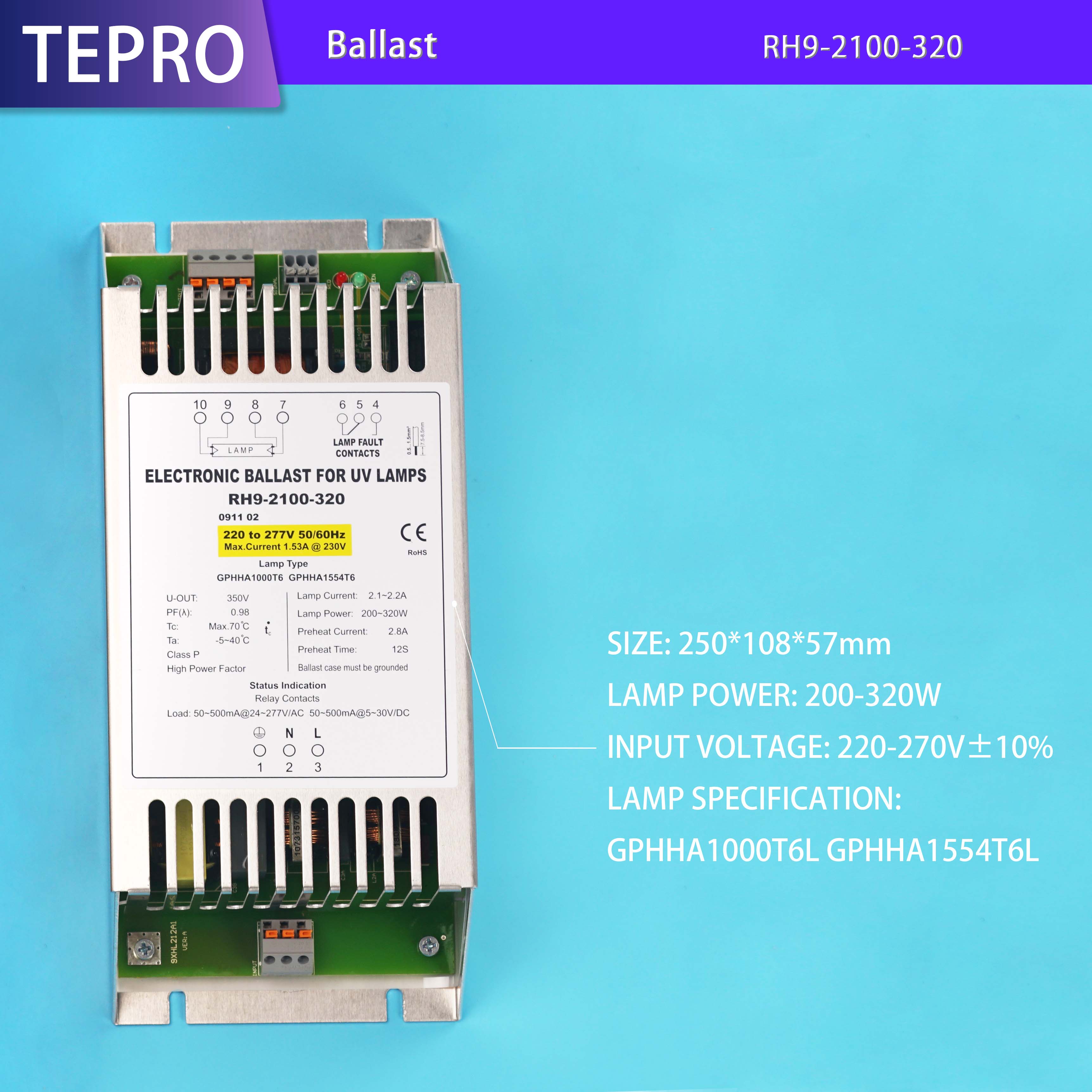 UV Electronic Ballast  320W RH9-2100-320