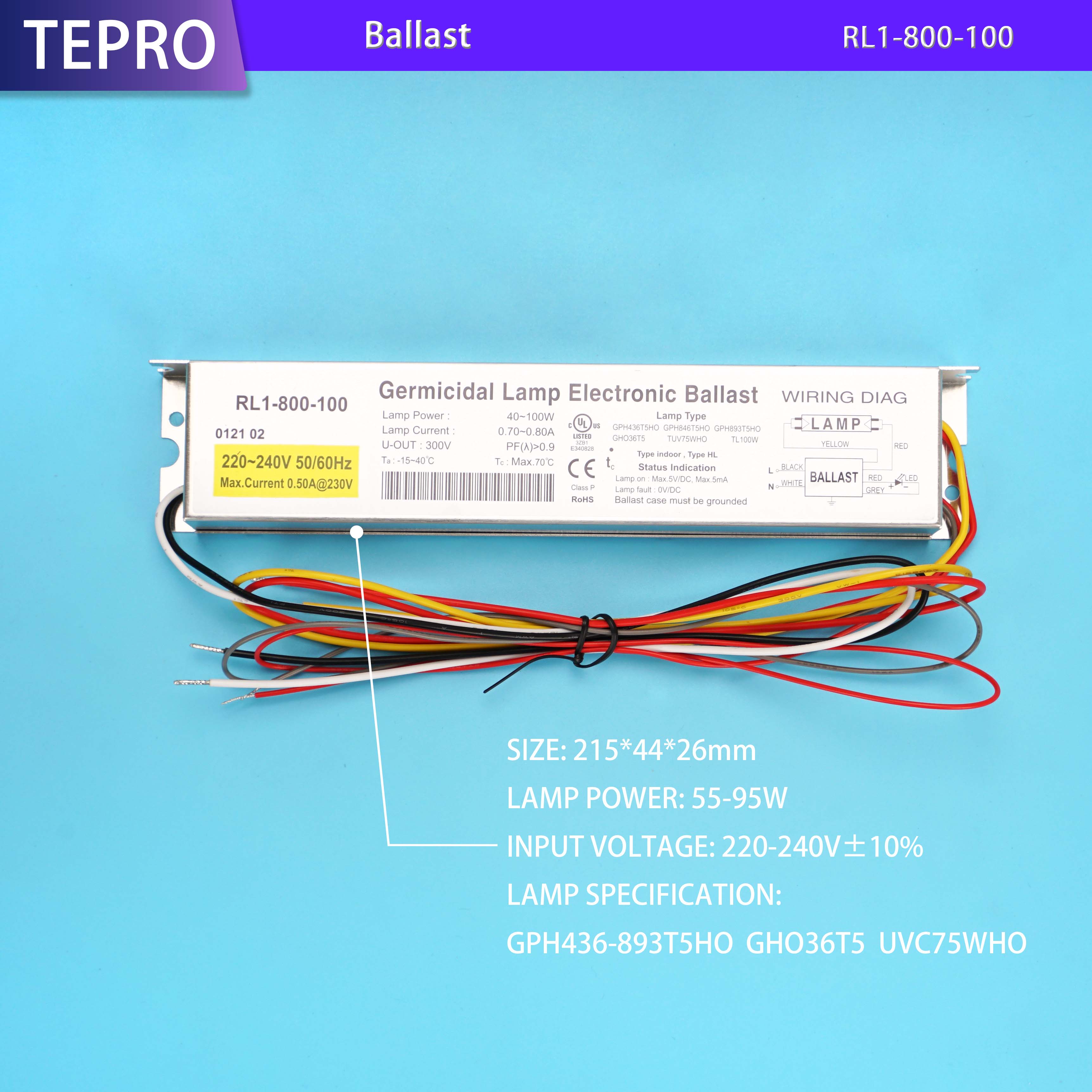 Instant Start Ballast  100w 800mA RL1-800-100