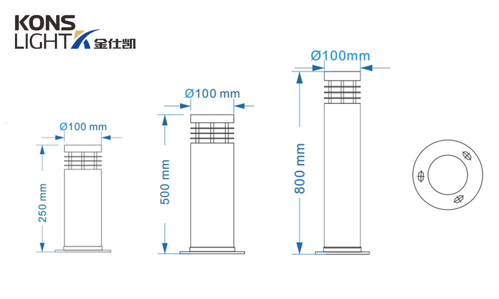 Kons-10w Led Wood Housing Led Lawn Light 120° Beam 250mm-800mm-2