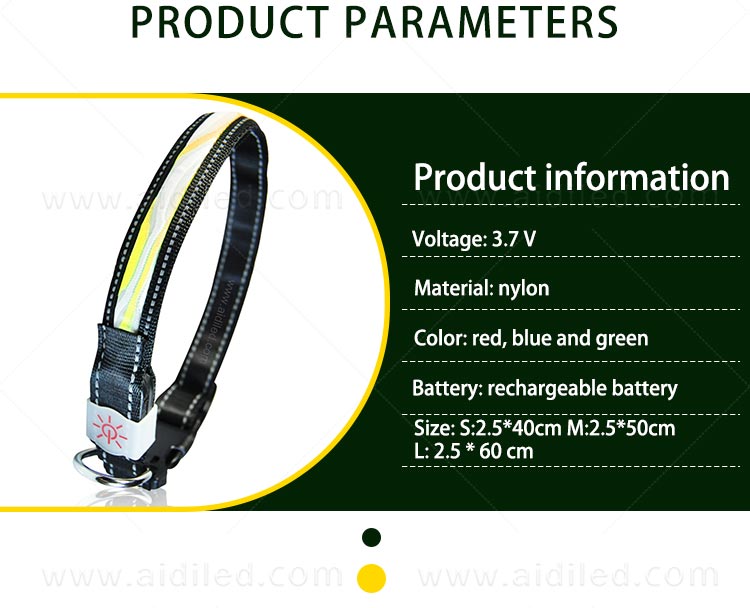AIDI-Find Light Up Dog Collar Rechargeable Led Nylon Dog Collar-5