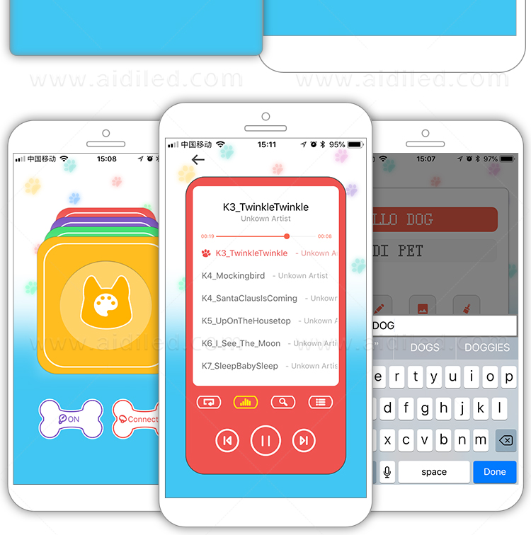 AIDI-Dog Collar Led Flashing Light, Bluetooth Remote Controlled-7