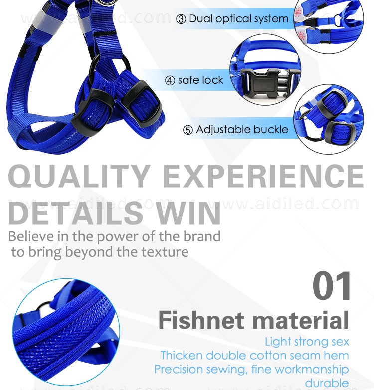 AIDI-Led Dog Harness, Reflective Rechargeable Flashing Led Dog Harness-7