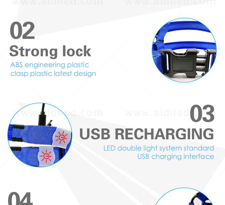 AIDI-Led Dog Harness, Reflective Rechargeable Flashing Led Dog Harness-8