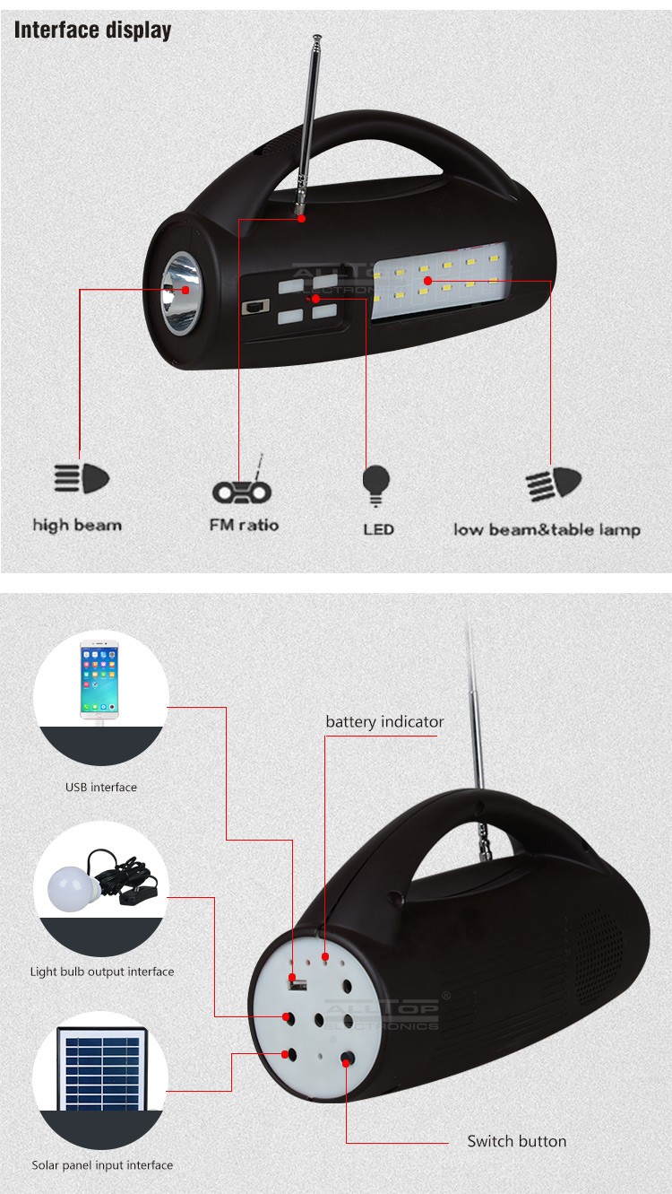 ALLTOP -Solar Lighting System, Energy Saving Ip65 Portable Camping Abs 8w Multifunctional-4