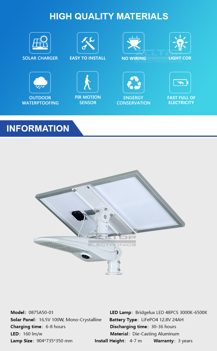 ALLTOP -Solar Light For Road | 50w Pir Motion Sensor Outdoor Waterproof Ip65 Led-2