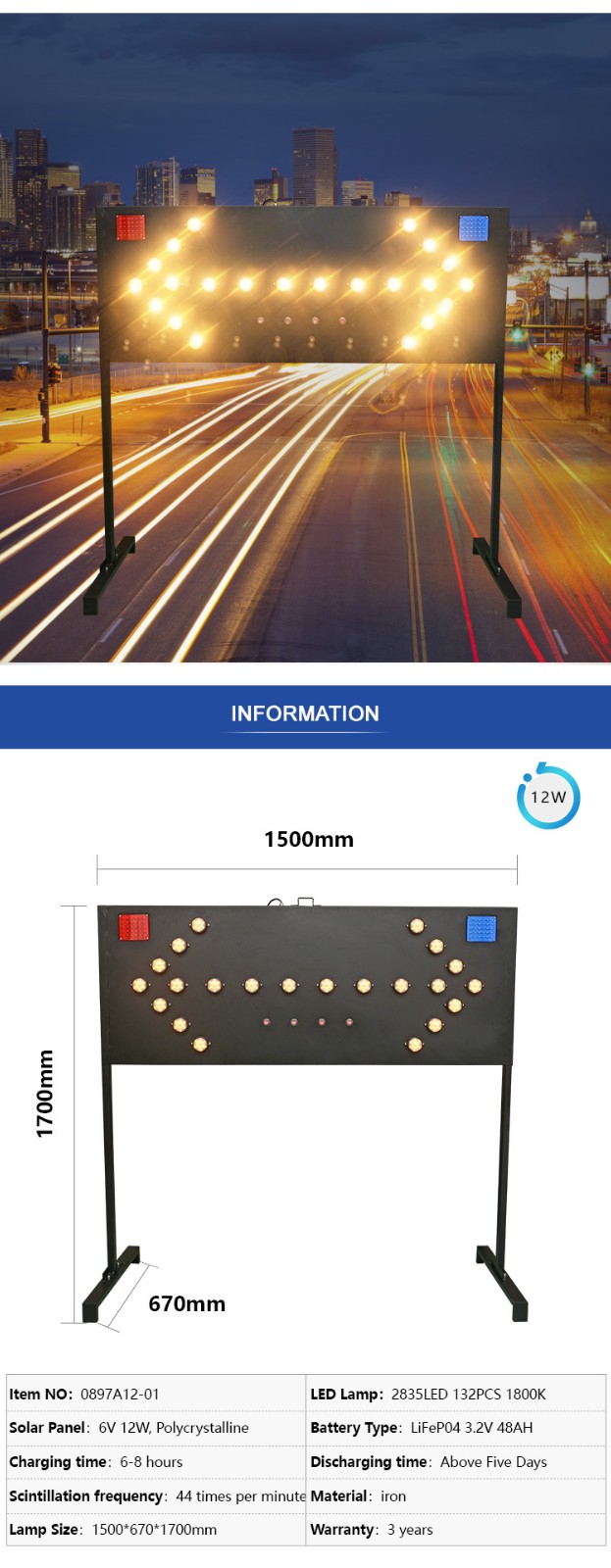 ALLTOP -Solar Traffic Light | Alltop Solar Road Safety Signs Board Traffic Guide-2